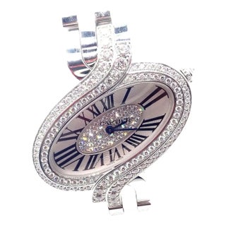 Cartier Delices De Cartier Diamond White Gold Quartz Wristwatch 3380 For Sale
