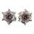 Vintage 1950s Signed Napier Silvertone Filigree Faux-Amethyst Flower Clip Earrings- 2 Pieces For Sale