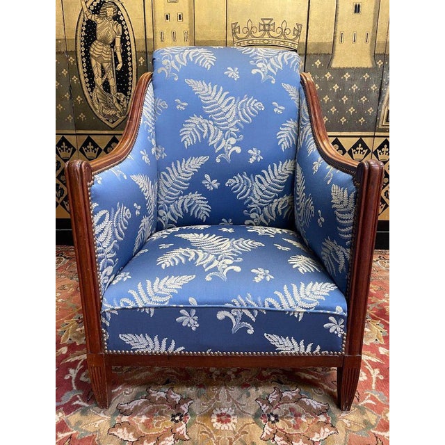 Blue Art Deco Bergère Armchair For Sale - Image 8 of 8