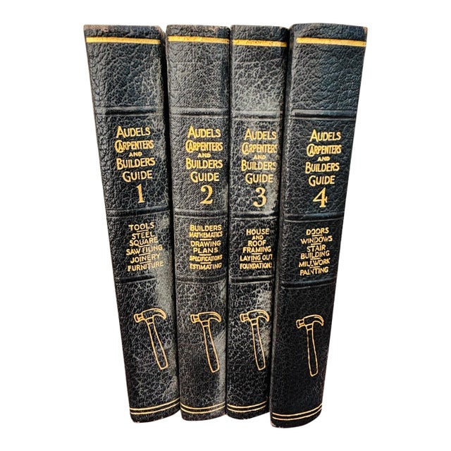 1940 Audels Carpenters & Builders Guide Books – Complete 4-Volume Leather-Bound Set For Sale