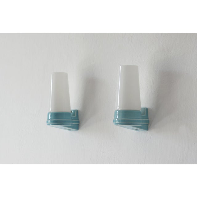 Mid-Century Modern Ceramic Wall Sconces by Sigvard Bernadotte for Ifö, Sweden, 1960s, Set of 2 For Sale - Image 3 of 6