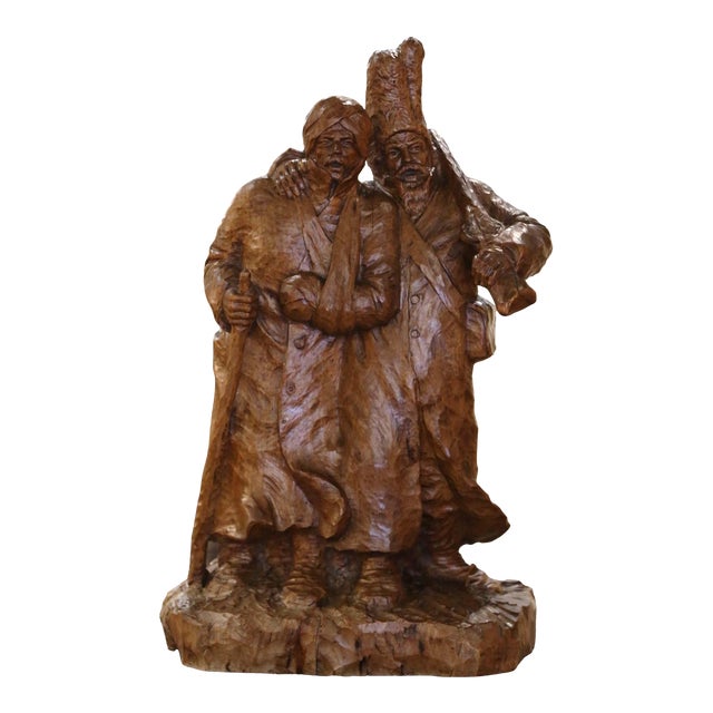 Early 20th Century Swiss Walnut Sculpture Composition Signed Carl Binder For Sale