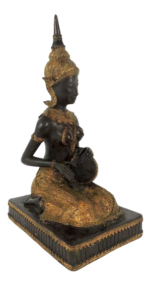 Thai Bronze & Gilt Female Figure, the Klong Yao Musician Statue / Sculpture