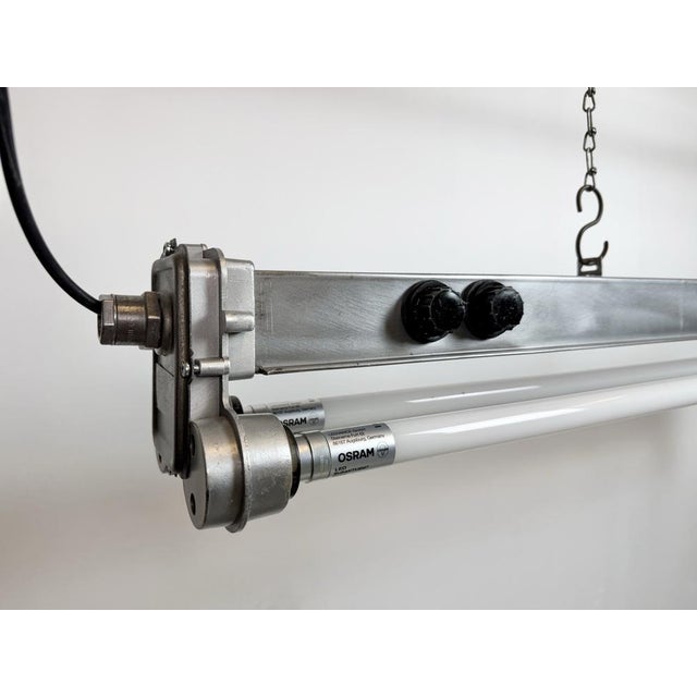 Industrial Polished Hanging Tube Light, 1970s For Sale - Image 9 of 18