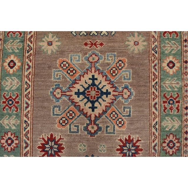 Brown Kazak Runner 2’7” X 9’9” Brown Wool Tribal Hand-Knotted Oriental Rug For Sale - Image 8 of 13