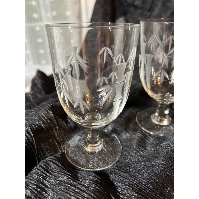 Noritake Vintage Sasaki by Noritake Bamboo-Etched Crystal Wine/Water Goblets Set of 14 For Sale - Image 4 of 7