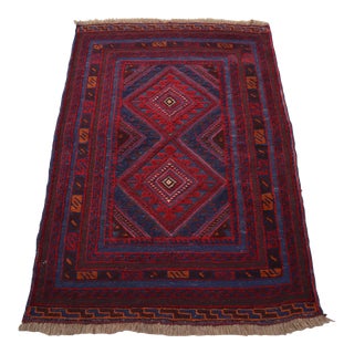 1970s Tribal Vintage Handmade Wool Mishwani Kilim Rug For Sale