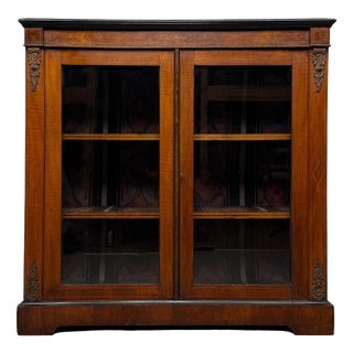 19th Century Antique English Victorian Walnut Pier Vitrine Cabinet For Sale