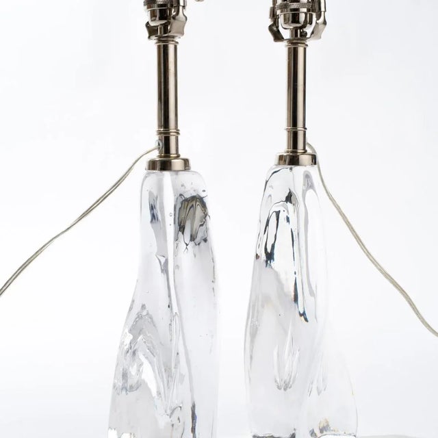 Mid-Century Modern Clear Art Glass Lamps - A Pair For Sale - Image 3 of 8