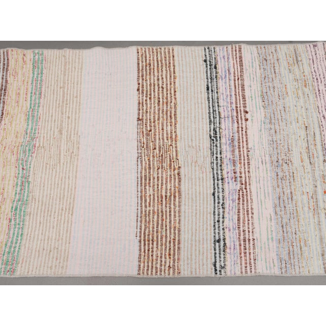 1970s Vintage Handmade Wool Cotton Cream Runner Rug For Sale In San Francisco - Image 6 of 11