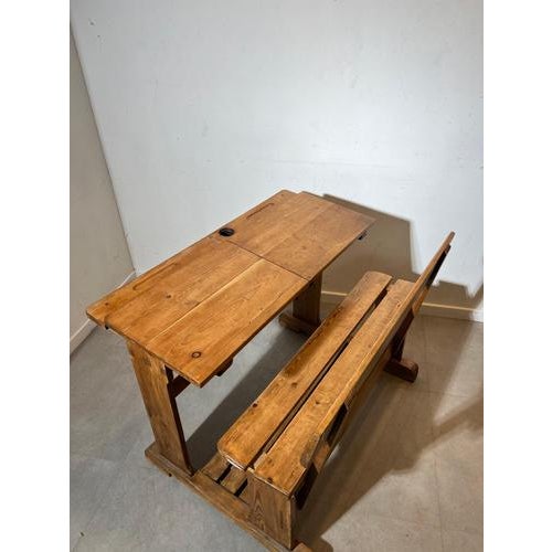 Vintage School Desk with Bench For Sale - Image 3 of 5