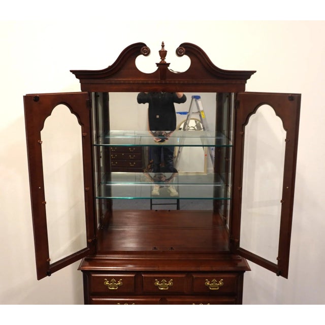 Late 20th Century Keller Furniture Solid Cherry Traditional Style 40" Buffet W. Lighted Display China Cabinet 9672 For Sale - Image 5 of 12