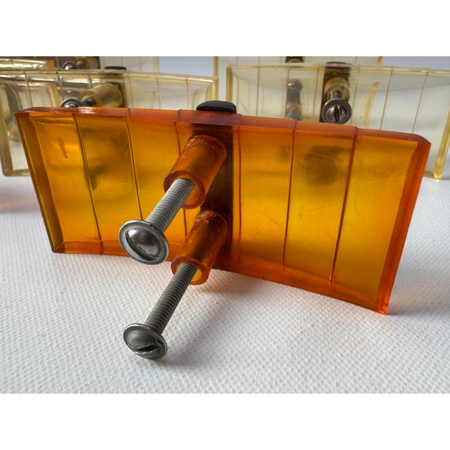 Art Deco Cellulose Acetate Vanity Drawer Pulls, Amber & Clear, Set of 7 For Sale - Image 6 of 9