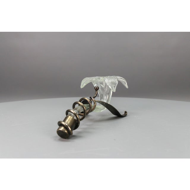 Mid-Century Italian Clear Murano Glass and Metal Vase, 1970s For Sale - Image 4 of 17