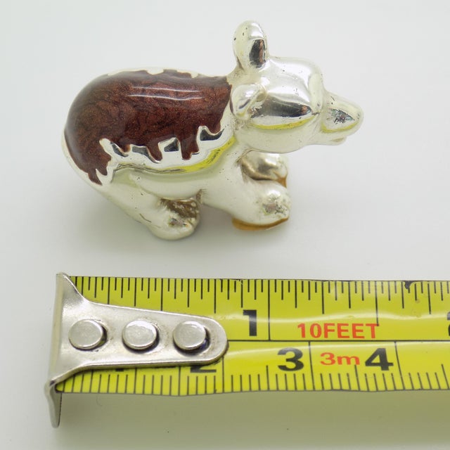 Vintage Italian Sterling Silver 925 Brown Enameled Bear Cub Miniature from Ottaviani, Rome, 1980s For Sale - Image 10 of 11