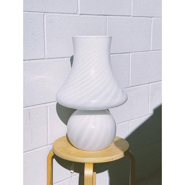 1960's Swirled Murano Style Glass Lamp in Milky White by Verto Artístico. ☻Quantity: This listing is for one lamp only....