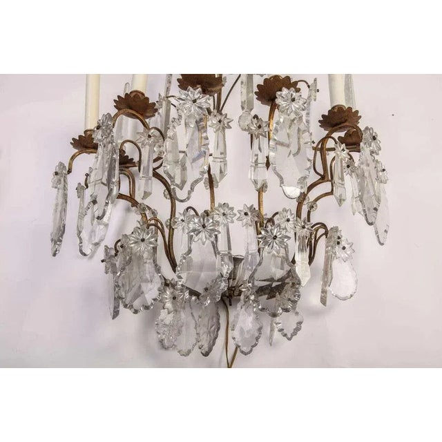 5 Branch Cut-Glass Wall Light For Sale - Image 3 of 6