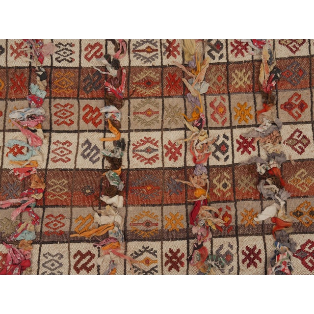 Brown 1970s Vintage Handmade Wool Cotton Orange Kilim Runner Rug For Sale - Image 8 of 11