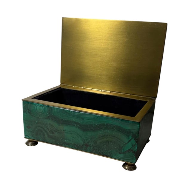 19th Century Malachite and Brass Decorative Box For Sale In Tampa - Image 6 of 9
