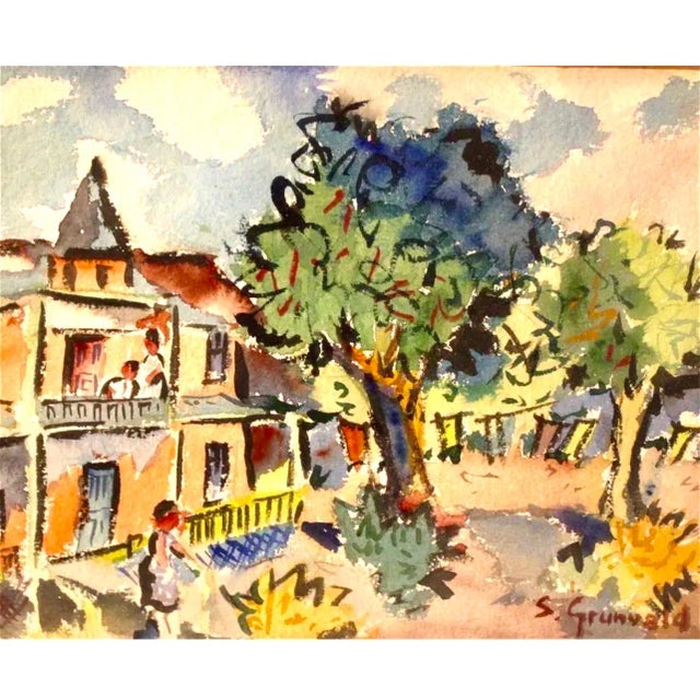Bungalow (fauvist painting of New York scene) 1940's. image is 10X 11.5 inches. Hand signed lower right Watercolor...