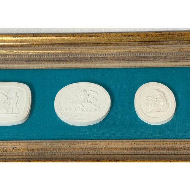 Framed Group of Seven Italian Grand Tour Cast Plaster Intaglios, 19th Century For Sale - Image 15 of 18
