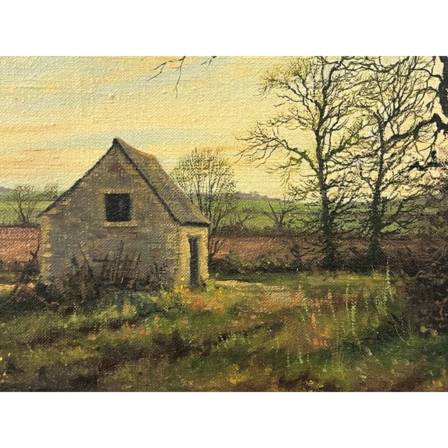 Late 20th Century Old Barn Scene of a Farm in the English Countryside by British Landscape Artist 1980 Circa For Sale - Image 5 of 16