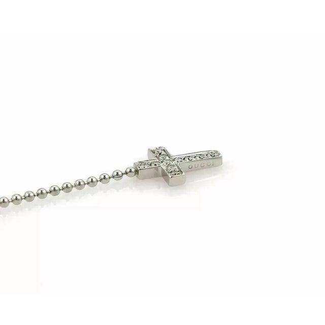 Gucci Diamond 18k White Gold Drop Dangle Cross Earrings , 2 Pieces For Sale In Miami - Image 6 of 8