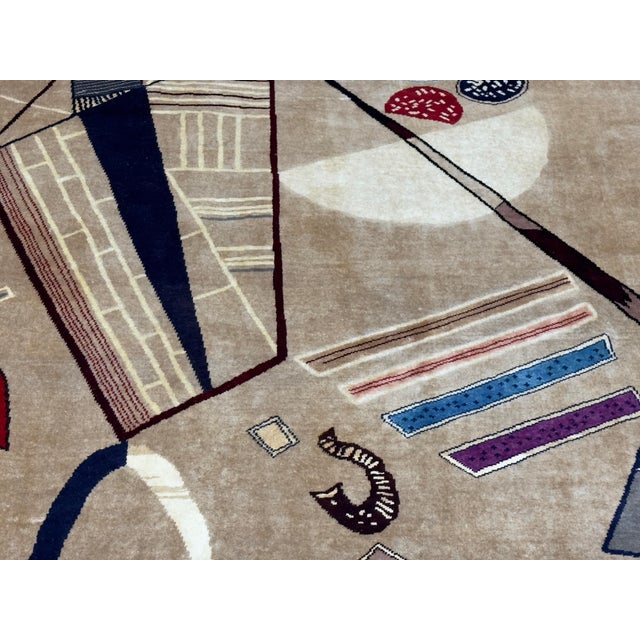 French French Mid 20th Century Artistic Wool Rug Design After Kandinsky 6’7" X 9’11" For Sale - Image 3 of 11