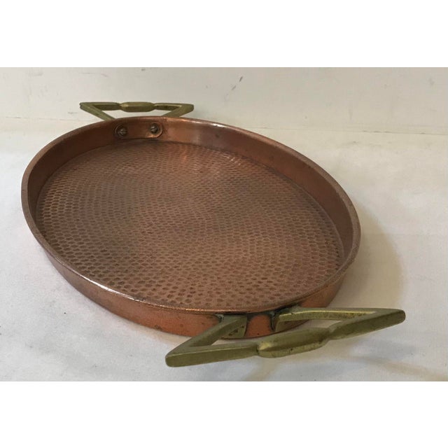 Vintage Hammered Copper Tray With Brass Handles Chairish