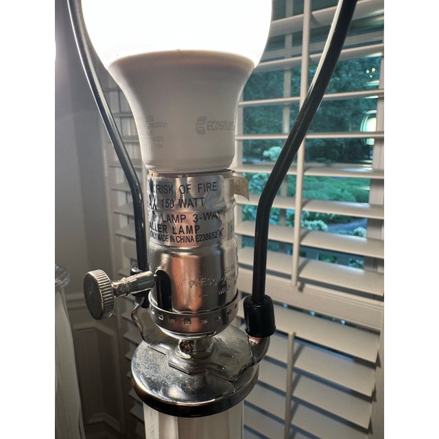 Plastic Vintage Lucite Cased Glass Column Table Lamps - a Pair For Sale - Image 7 of 9