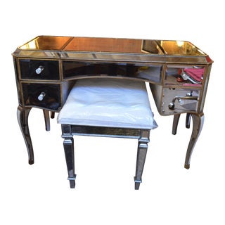 Butler Specialty Mirrored Vanity and Stool - Set of 2 For Sale