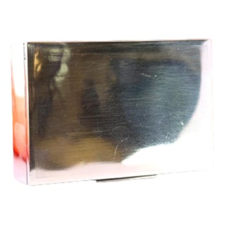 Plain Silver Tobacco Box with Wooden and Gold Interior For Sale