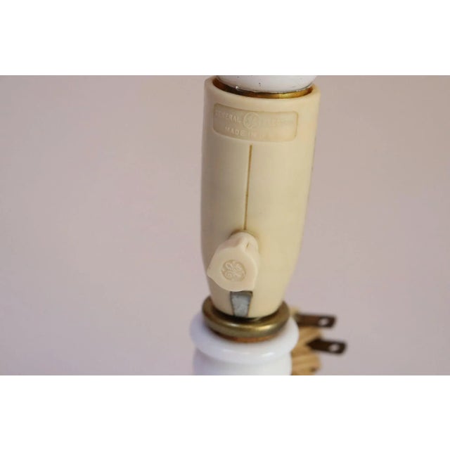 Pair of Petite Mid-Century Modern Hobnail Milk Glass Boudoir Bedside Table Lamps For Sale - Image 11 of 11