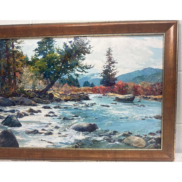 Up for sale is an original 2-sided oil painting by artist Connie J. Boswell, featuring a vibrant colored landscape of a...