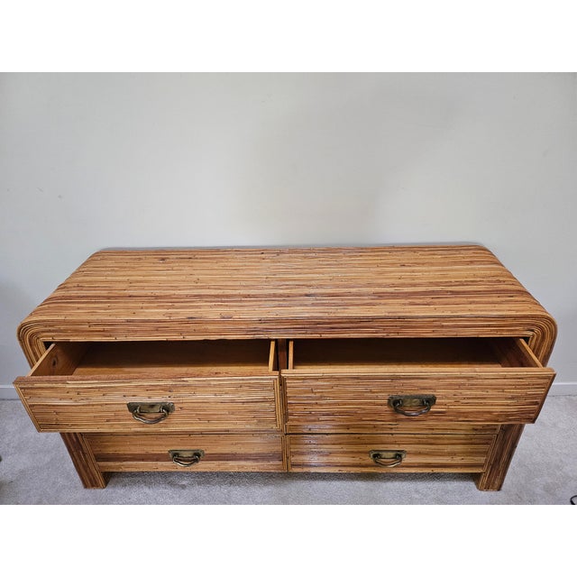 Vintage Pencil Reed Waterfall Double Dresser For Sale - Image 4 of 18
