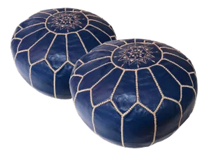 Moroccan Leather Pouf Covers - a Pair