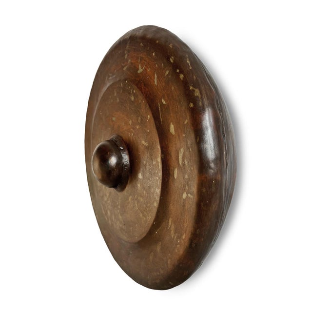 Industrial Vintage Green Speckle Iron Gong For Sale - Image 3 of 6