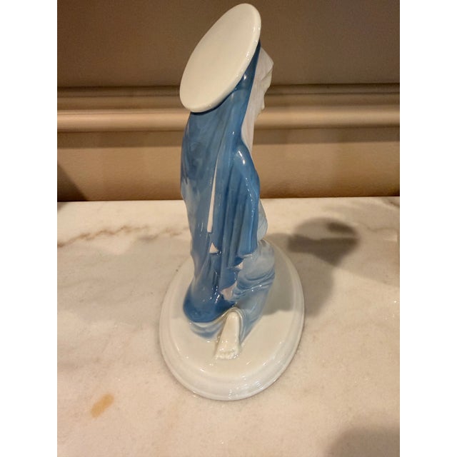 Blue Vintage German Porcelain Madonna and Child Figurine in Blue & White For Sale - Image 8 of 10