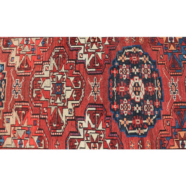 Antique Persian Camel Hair Serab Runner With Tribal Medallion Design Rug For Sale - Image 13 of 17