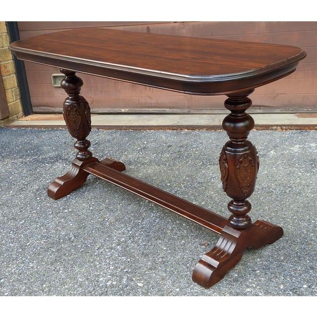Refinished St John Jacobean Style Walnut Library Console Table, Circa 1920s For Sale - Image 10 of 10
