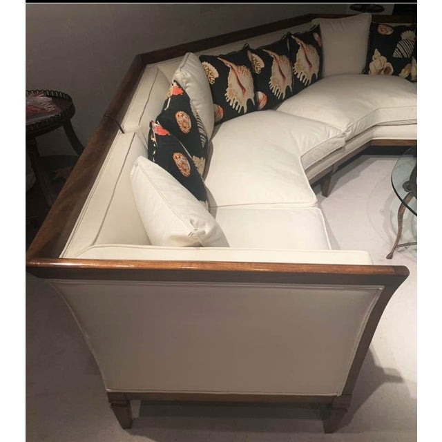 Mid-Century Modern 1960s Mahogany Curved 3 Piece Sectional Sofa For Sale - Image 3 of 9