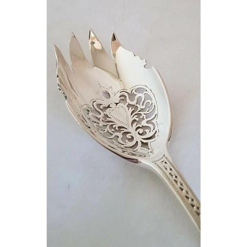 Antique George V Sterling Silver Serving Set by Josiah Williams & Co, 1930, Set of 2 For Sale - Image 6 of 14
