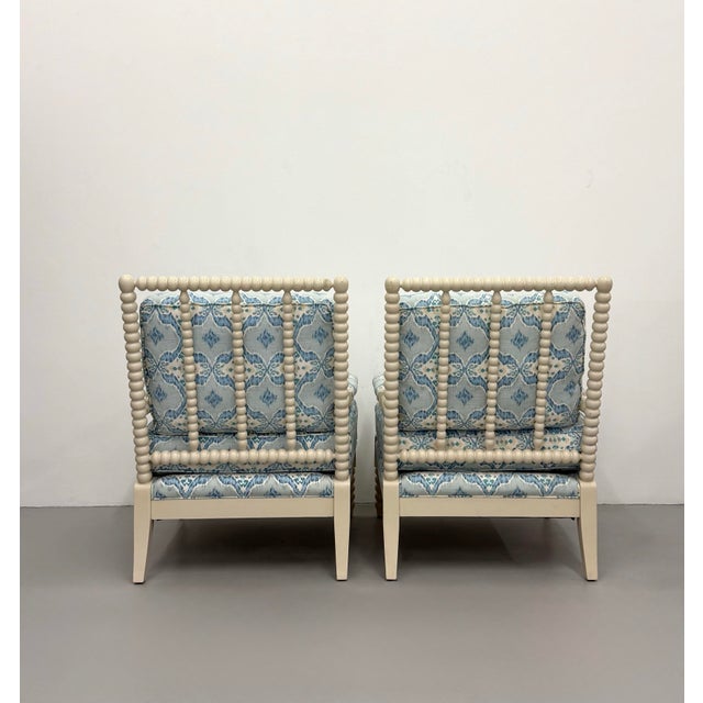 Late 20th Century Vintage Coastal Spindle Lounge Chairs - Pair For Sale - Image 5 of 6