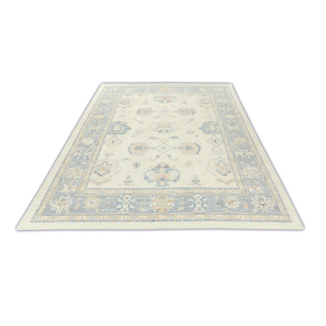 Blue Multicolor Handwoven Turkish Oushak Rug 12' X 15'1" For Sale In Houston - Image 6 of 7