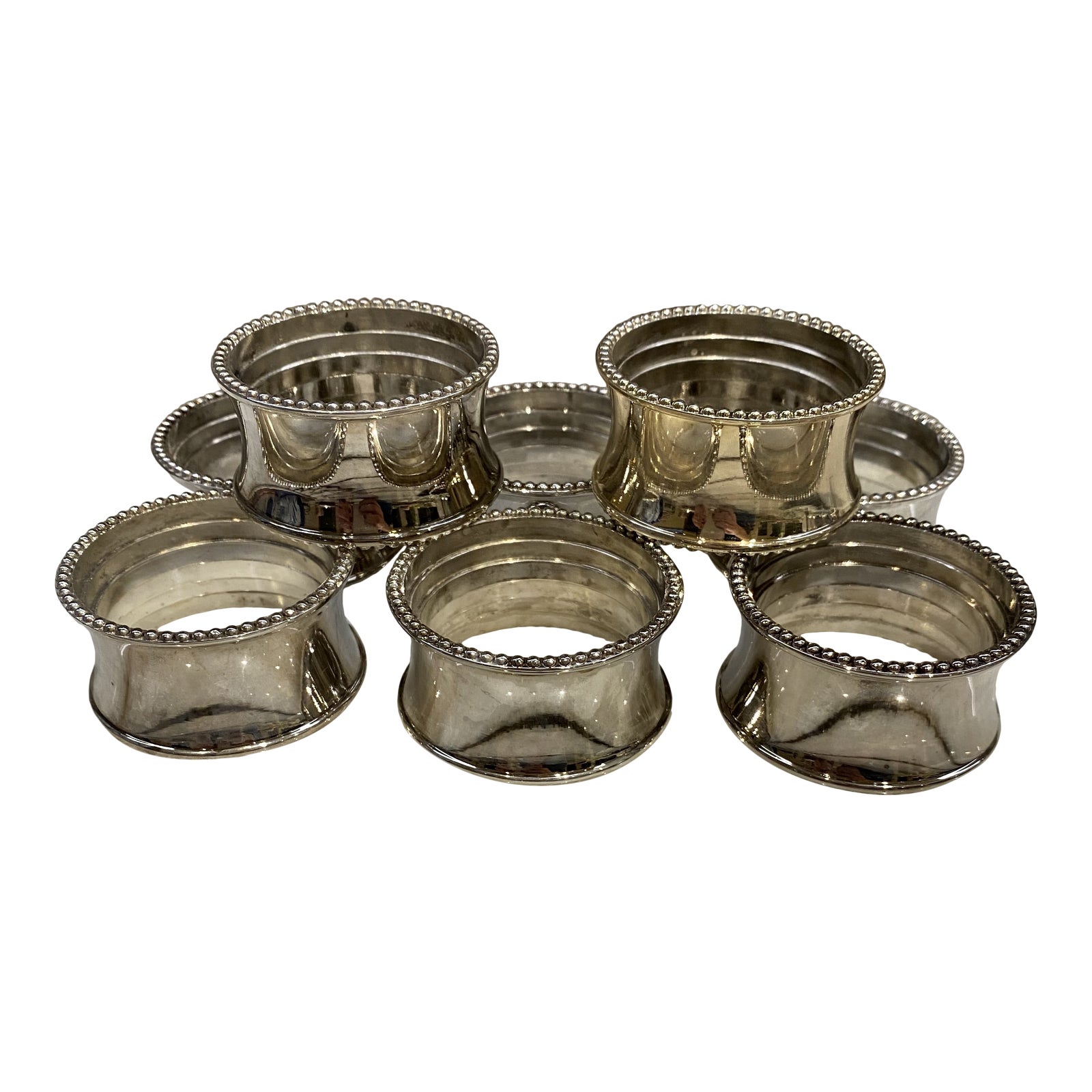 Silver Beaded Napkin Rings, S/6 Chairish