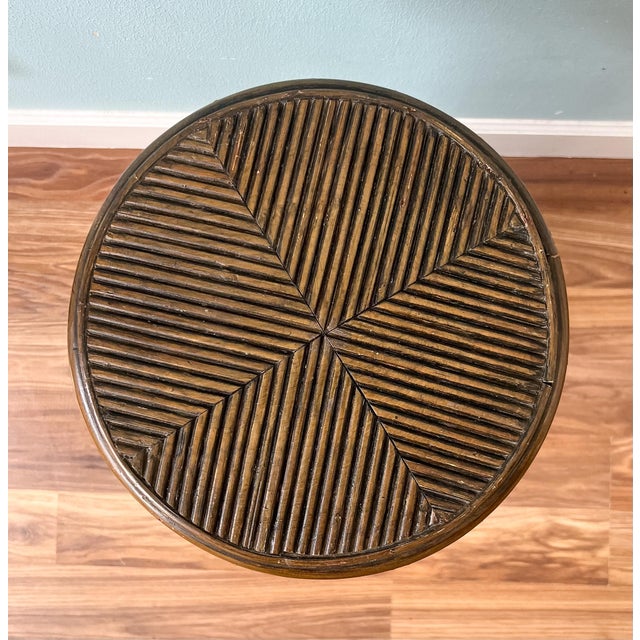 1970's Gabriella Crespi Style Pencil Reed Rattan Pedestal Plant Stand / Display Column – Coastal / Organic Modern / Boho Chic For Sale In Houston - Image 6 of 10