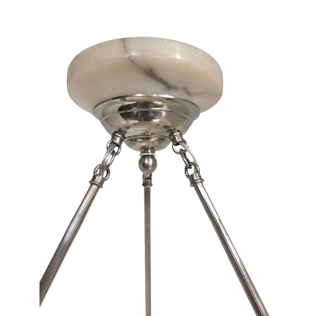 Early 20th Century Large Original Art Deco Off-White Alabaster Coupe W/ Nickel and Alabaster Canopy For Sale - Image 15 of 16