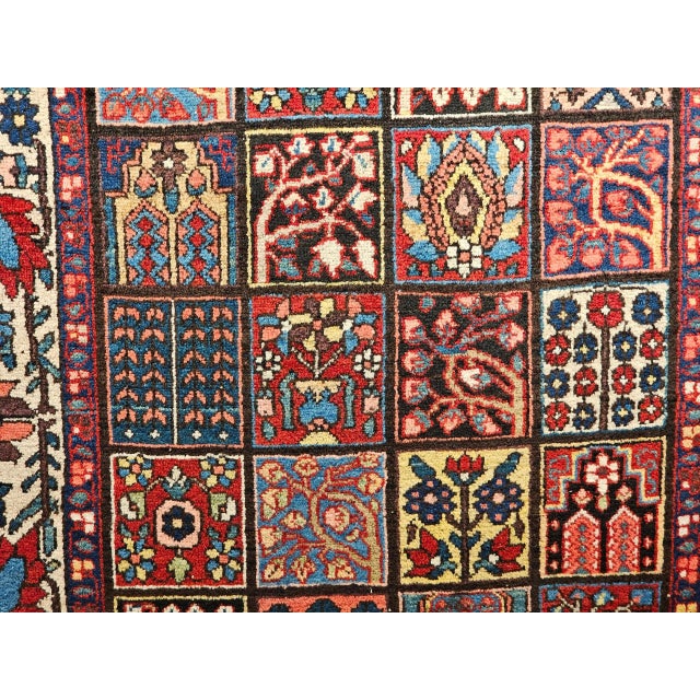 Vintage Persian Bakhtiari Rug, Allover Garden Panel Pattern, Pale Yellow & Red, 5’ X 7’ For Sale - Image 12 of 12