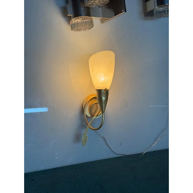 Glass Gold Gilded Wall Sconces with Murano Glass Shades, 1980s, Set of 2 For Sale - Image 7 of 11