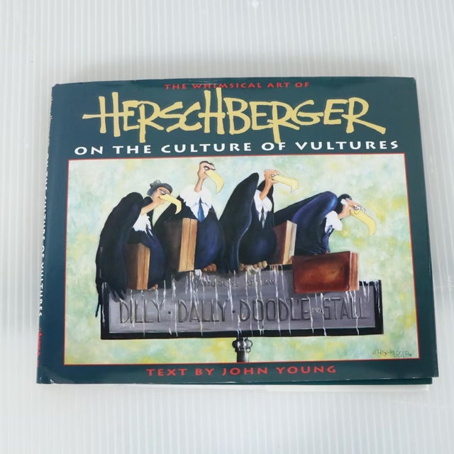 Vintage Vulture Artwork Cartoon Oil Painting & Book Vern Herschberger 1996 For Sale - Image 11 of 16